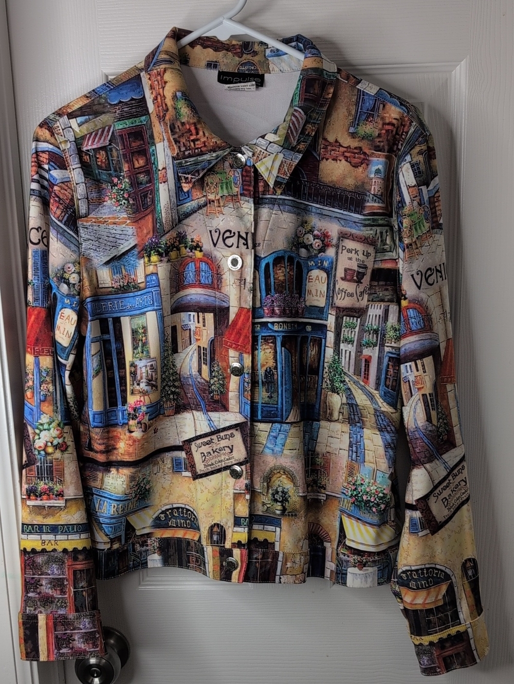 Impulse Vintage Made In USA Multicolor Scenic Print Jacket Size M